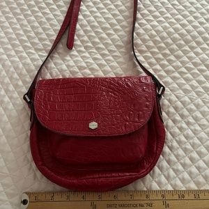 Red croco leather crossbody bag